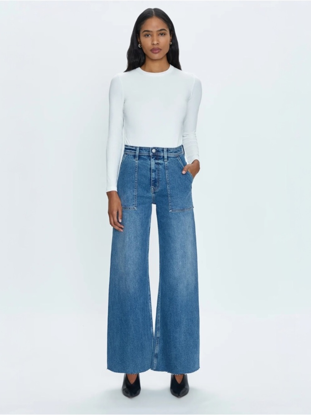 pistola Penny Wide Leg Patch Pocket Jean in Canal‎